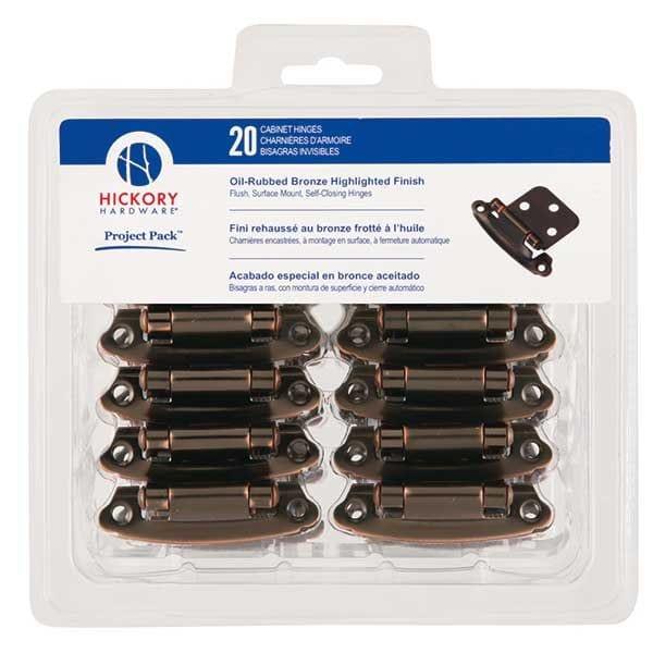Surface Self-Closing Flush Hinges Project Pack, Oil Rubbed Bronze, 20 pieces